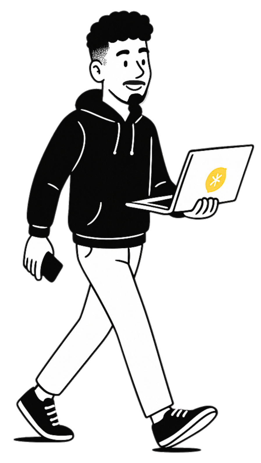 Thomas avec son laptop